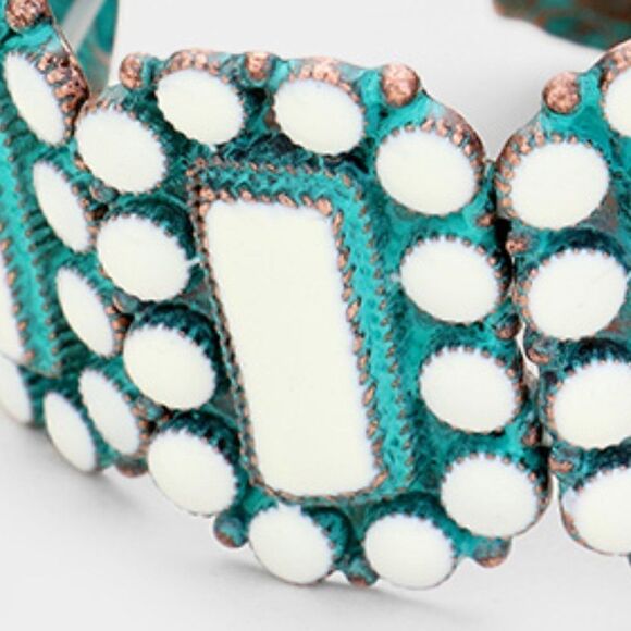 Patina Verdigris White Howlite Western  Bracelet - Picture 4 of 6